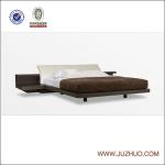 Modern solid wood oak leather bed with bedside