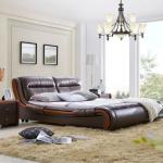 Classic style brown leather quality leisure bed on sale