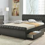 Latest 4 Drawers Design Double Size Faux Leather Bed WSB807-1