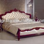 2013 luxury Western bed of leather in solid wood frame and genuine leather to be finished for the bedroom house sets