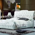 French Style modern Leather Bed With Crystal
