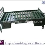 Metal bed frame with cabinet