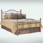 2013 durable home furniture queen size iron wooden bed with slats(ML-019)