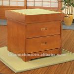 Unique Asian Tatami Walnut Wooden Nightstand-