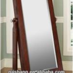Traditional solid wood cheval mirror jewelry armoire in cherry finish