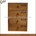 Recycled chic small wooden cabinet with four drawers