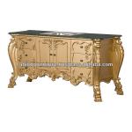 High Carved Bathroom Vanity with Marble Top