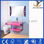 wall-mounted transparent glass basin with stainless steel shelf