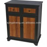 Wood and bamboo double-drawer double-door bathroom cabinet