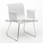 Chrome/stainless steel frame white/black leather armrest dining chair