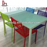 2014 China wholesale modern cheap metal and glass dining table