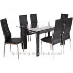 Modern leather cover metal frame and glass top dining table/ dining room set