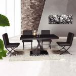 Europe 2013 Hot Sale New Style Black Tempered Glass Stable Metal Dining Room Set