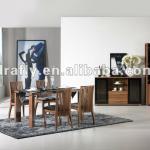 Modern glossy walnut dining room furniture set