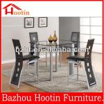 5pc Contemporary Glass Metal Kitchen Furniture Dining Room Table Set-c715