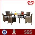 modern design black oblong rattan dining room furniture for six people
