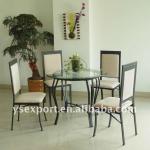 Metal Tube and Tempered Glass Dining Table Set