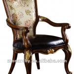 D127-47 high quality solid wood hand carving leather dining chair