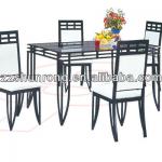 White pvc and temperedglass top four chairs set