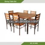 7pcs Wooden Top Metal Dining Table And Chairs XC-1C-005