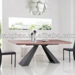 2014 modern heat selling wood top metal base modern dining table-HA-1329