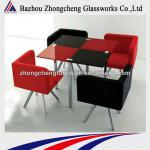 4 seater flat modern style tempered glass dining table
