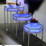Hexagon Stainless Steel Dinning/Banquet/Tea-Break/Bar Table with LED Lamp