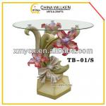 Polyresin flower coffee table for 2014-TB-01s
