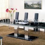 2013 luxury dining table set is made by stainless steel and tempered glass