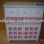wooden cabinet with two baskets and three wooden drawers-TGA10465