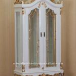White Painted China Cabinet 2 Doors with Gold Leaf