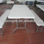 6Ft fold-in-half table and 6Ft fold-in-half bench,HDPE,steel,dinner table and chair,rust-resistent,RV,plastic beach