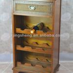 European style hardwood and natural rattan antique 12-bottle wine cabinet