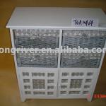 wooden cabinet with four baskets and two wooden doors-TGA10464