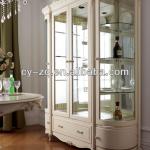 Home wooden white colour Country style classical glass wine cabinet-W0086