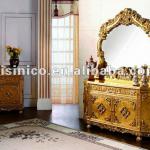 HOT SALE-Luxury classical Dining room sideboard, buffet&amp; mirror,made of solid wood, hand carved,24K gold plated,MOQ:1SET(B10449)