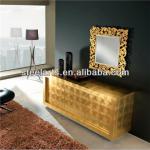 Steel-arts modern wooden golden finish sideboard and mirror 42203 42204