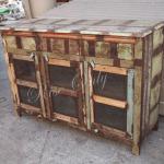 Rise Only reclaimed recycled wood storage glass door side board cabinet furniture