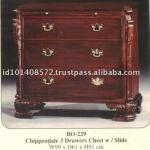 Chippendale 3 Drawers Chest with Slide Mahogany Indoor Furniture