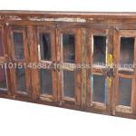 Recycle Wood Glass Panel Sideboard