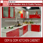 Red high glossy PVC Kitchen furniture cabinet