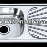 one piece single bowl with drain board sink stainless steel utensil-SH7843