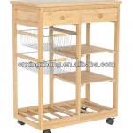 Bamboo Kitchen Cart with Wine Rack