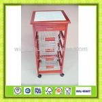 pine wood kitchen trolley with stainless still basket