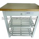 pine wood kitchen trolley with bamboo top-HL003