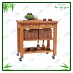 2 tiers bamboo wood kitchen trolley