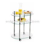 Modern Glass Kitchen Bar Rolling Serving Cart