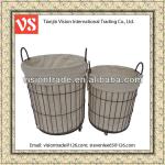 Tall Handmade Decorative Wire Laundry Hamper Basket with wheels