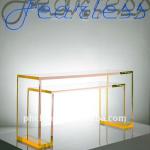 PW-936 Elegant Yellow Plexiglass Office Desk,Luxury Plexiglass Table,Customize Perspex Desk for Working