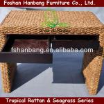 SGT9033-26 Modern Rattan Writing Desk with Glass Top